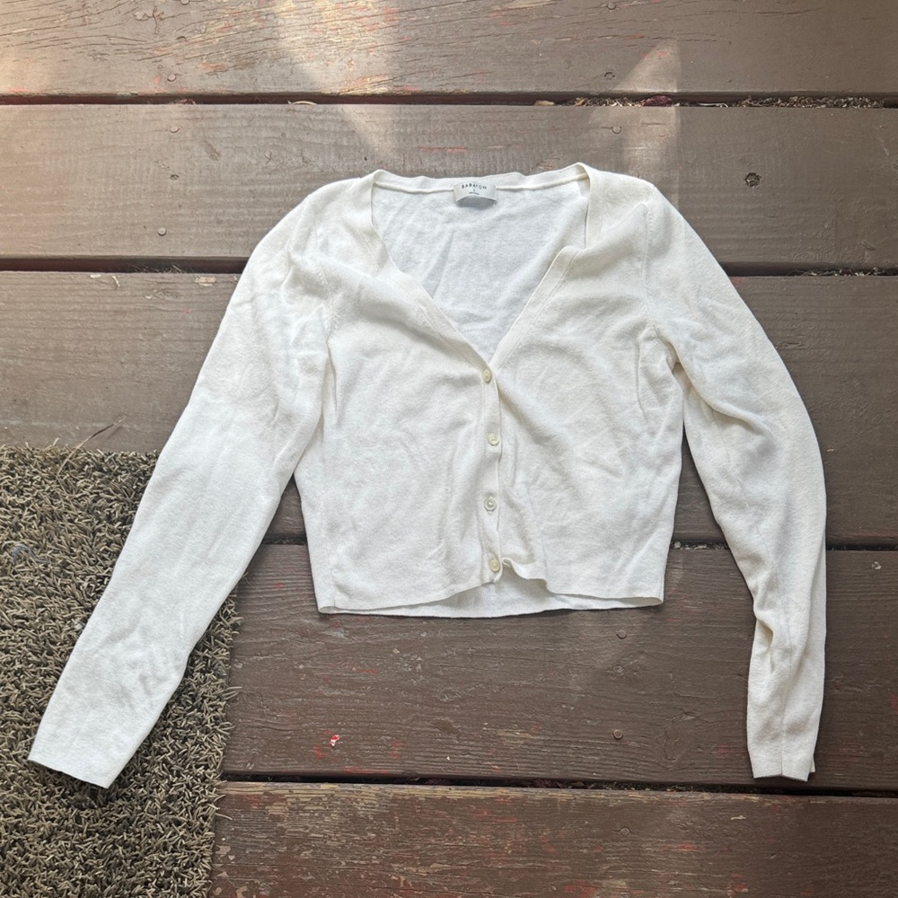 Babaton White Button-Up Sweater
